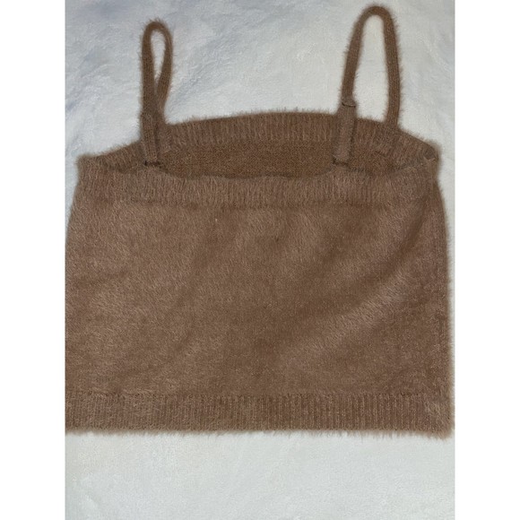 Fuzzy brown cropped soft Hollister Tank blouse Top M - Picture 8 of 12